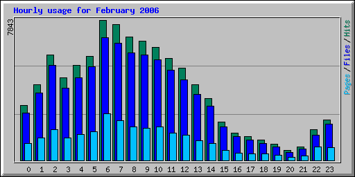 Hourly usage for February 2006